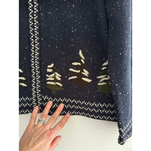 Vintage Knit Cabin Lodge Zip Cardigan Alpine Winter Sweater - Picture 5 of 12